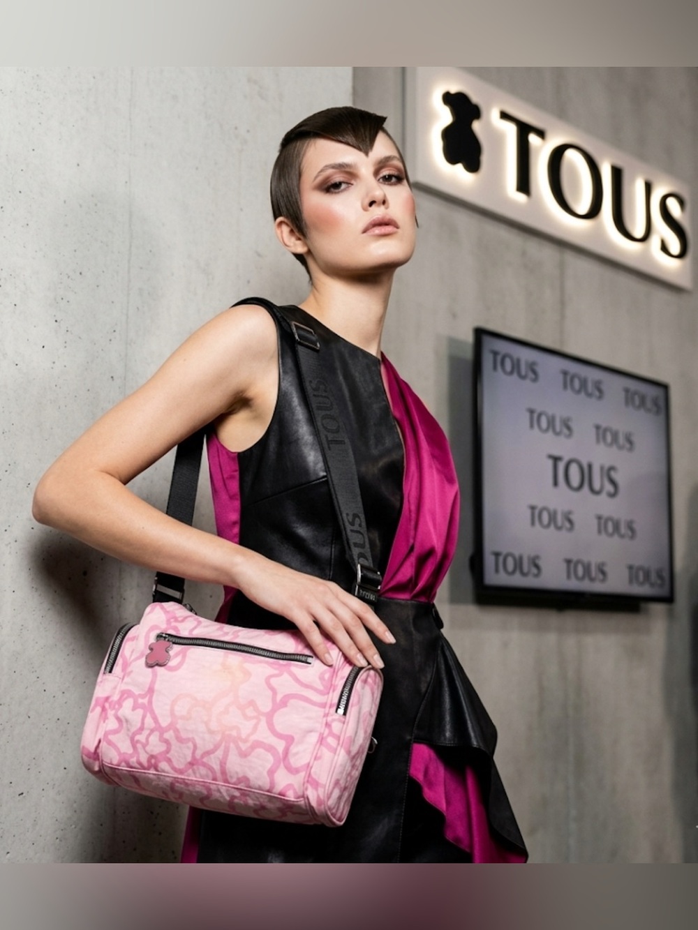 Authentic Tous signature bear print designer crossbody purse handbag